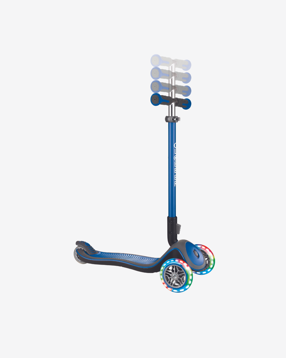 Globber Elite Deluxe 3 Wheel Kids Scooter w/Lights | Navy Blue
