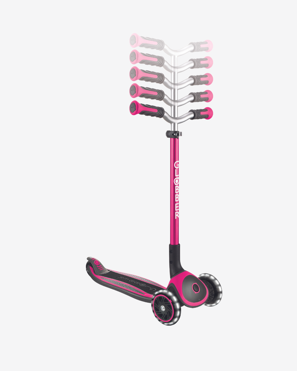 Globber Master 3 Wheel Kids Scooter with Lights | Pink