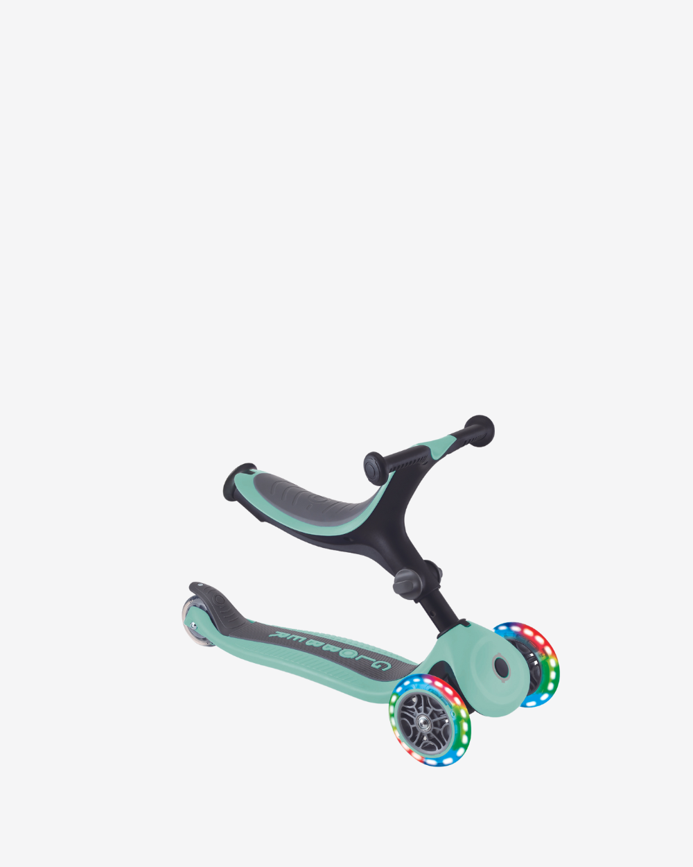 Globber GO UP Fold Plus Convertible Scooter with Light up Wheels | Mint