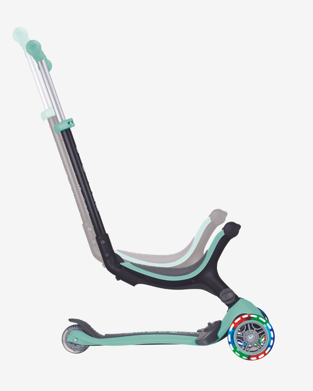 Globber GO UP Fold Plus Convertible Scooter with Light up Wheels | Mint