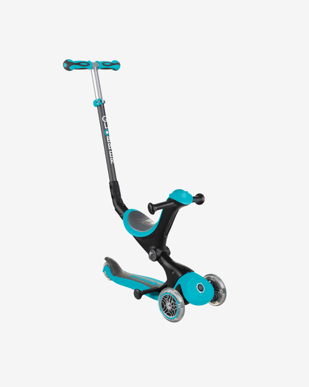 Globber GO UP Deluxe Convertible Scooter with Light up Wheels | Teal