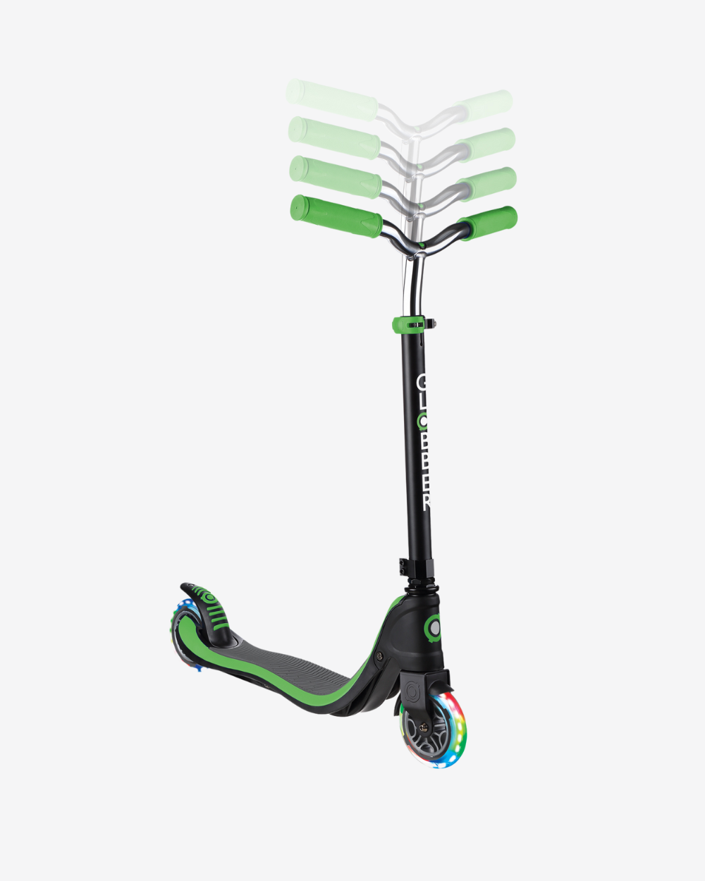 Globber Flow 125 Scooter With Lights | Black /Neon Green