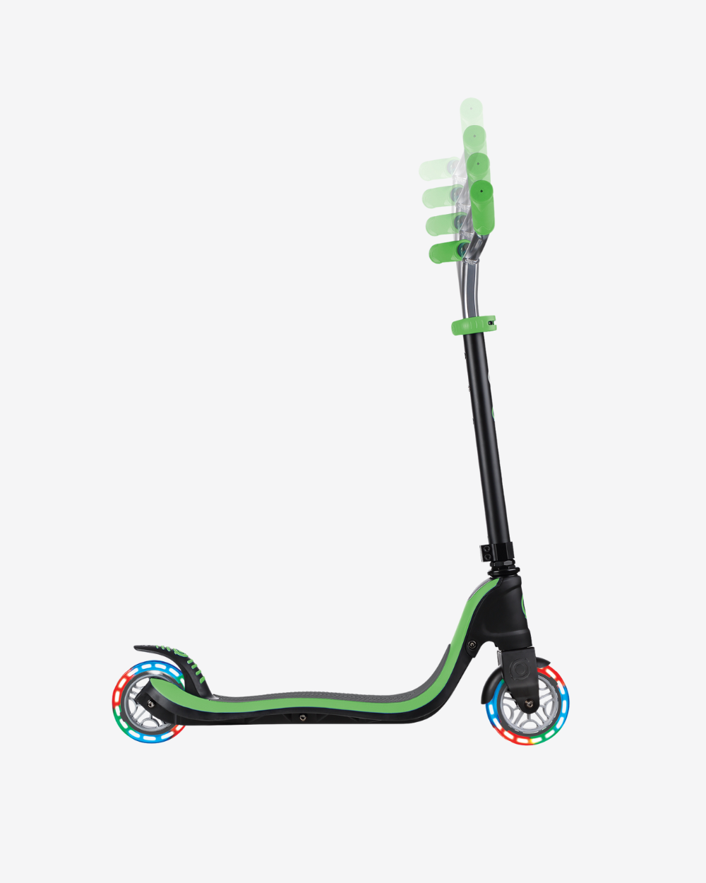Globber Flow 125 Scooter With Lights | Black /Neon Green