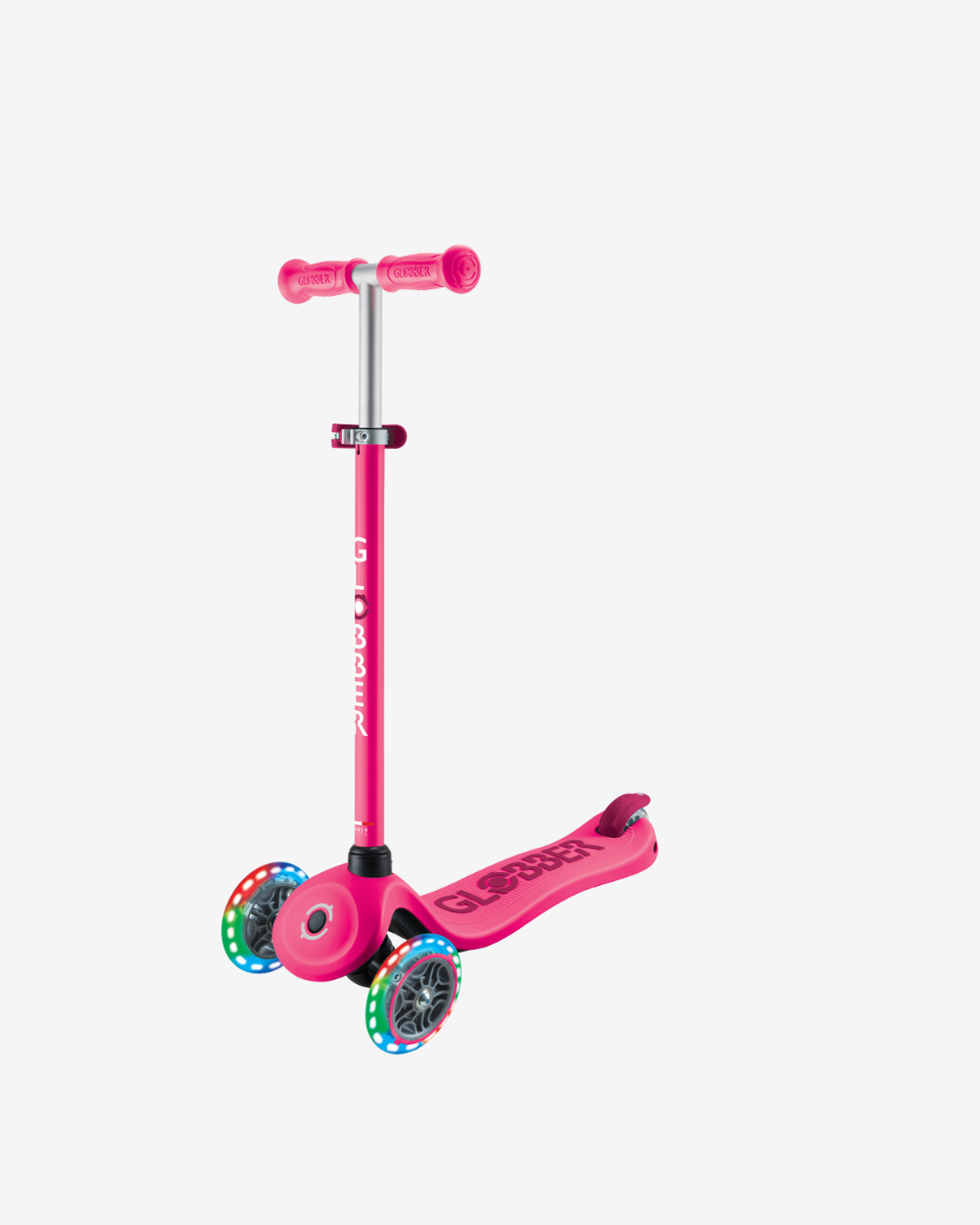 Globber Go Up Sporty V2 3 Wheel Kids Convertible Scooter | Light Up Fuchsia / Dark Pink