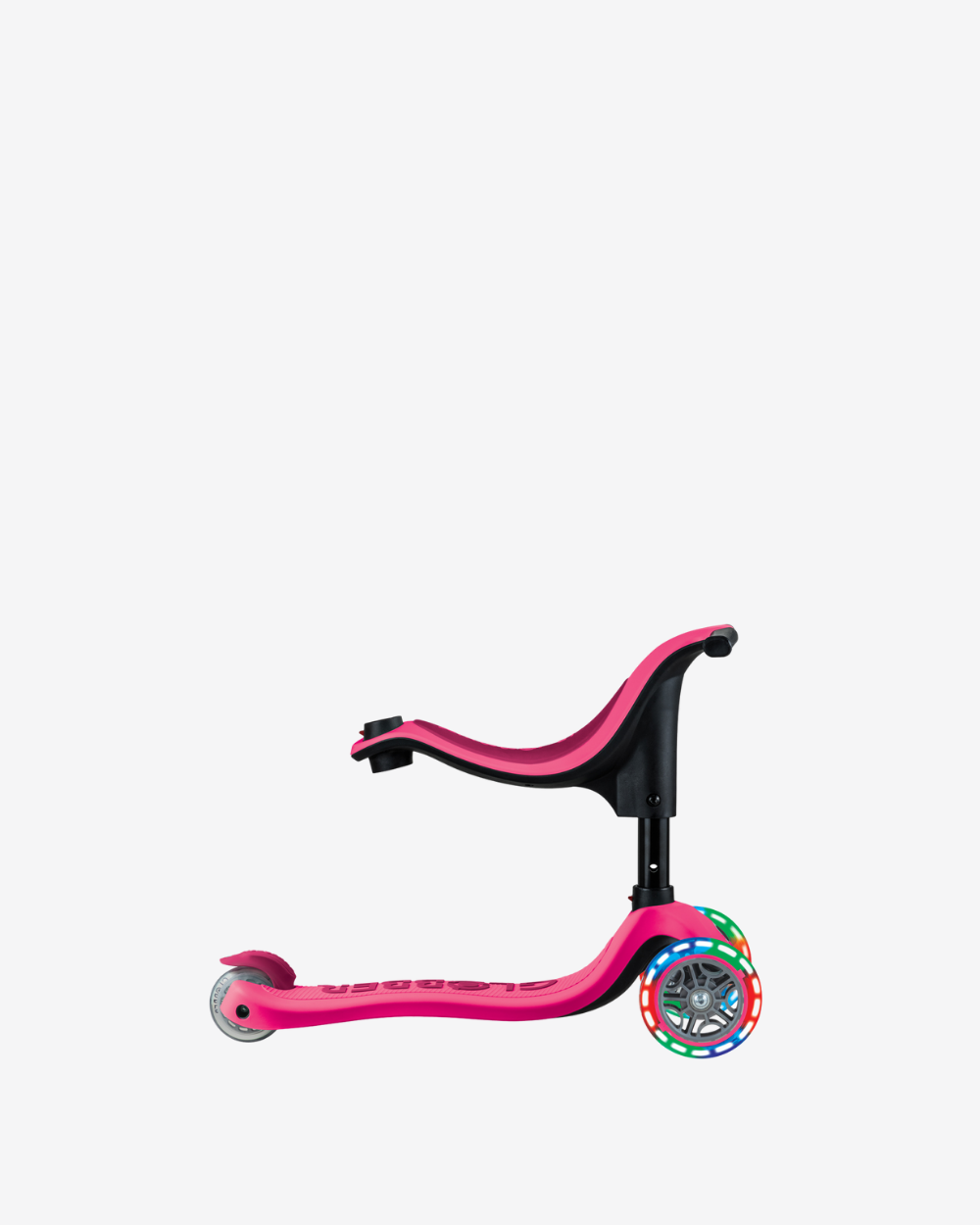 Globber Go Up Sporty V2 3 Wheel Kids Convertible Scooter | Light Up Fuchsia / Dark Pink