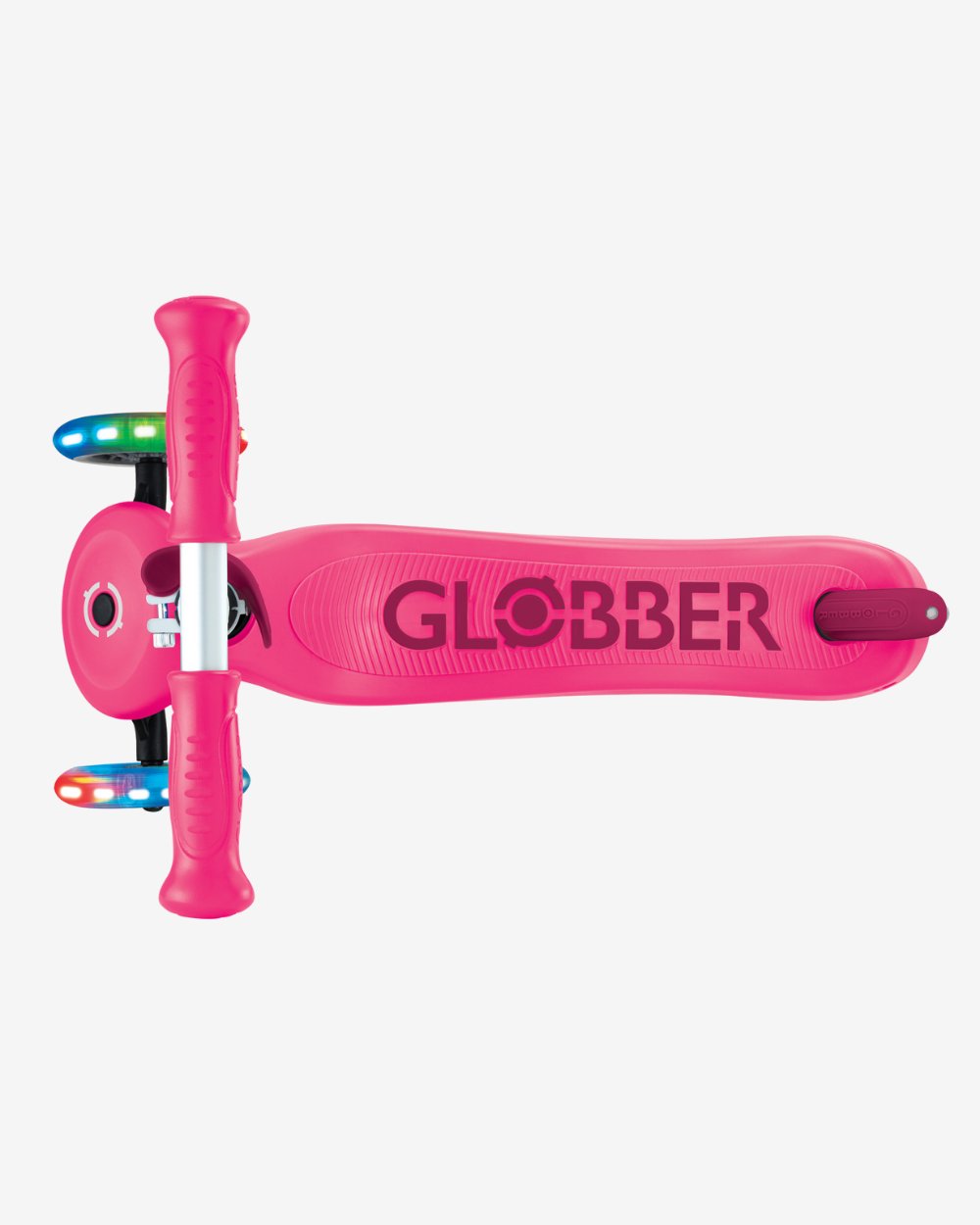 Globber Go Up Sporty V2 3 Wheel Kids Convertible Scooter | Light Up Fuchsia / Dark Pink