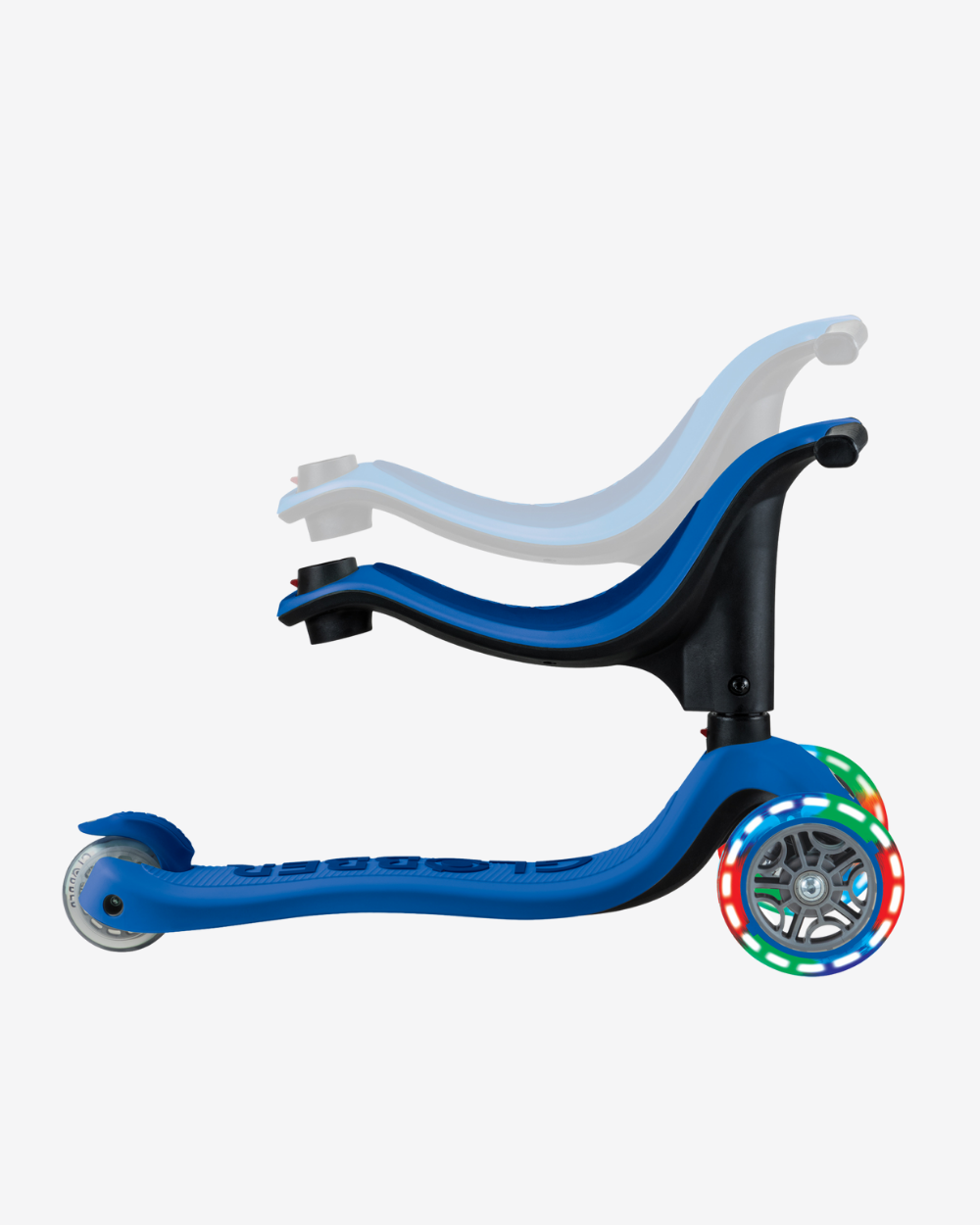 Globber Go Up Sporty V2 3 Wheel Kids Convertible Scooter | Light Up Navy Blue / Dark Navy Blue