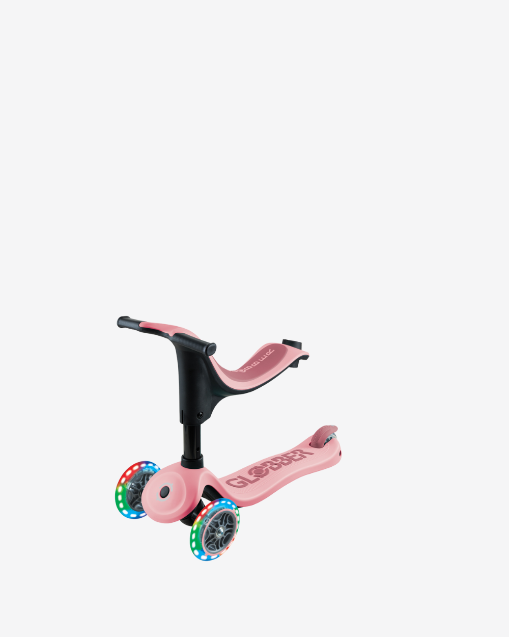 Globber Go Up Sporty V2 3 Wheel Kids Convertible Scooter | Light Up Pastel Pink / Deep Pink