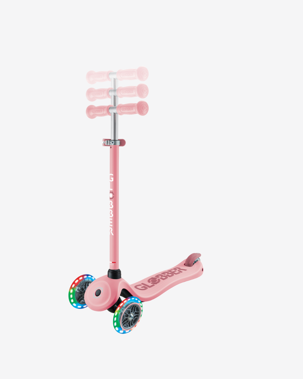 Globber Go Up Sporty V2 3 Wheel Kids Convertible Scooter | Light Up Pastel Pink / Deep Pink