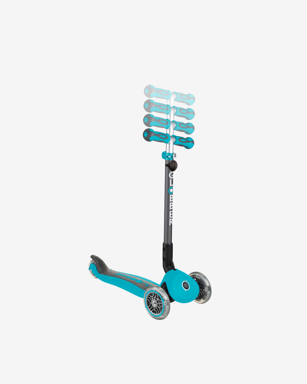 Globber GO UP Deluxe Convertible Scooter with Light up Wheels | Teal