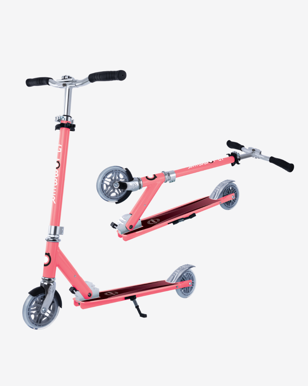 Globber Flow Element Foldable Kids Scooter with Lights | Coral Pink