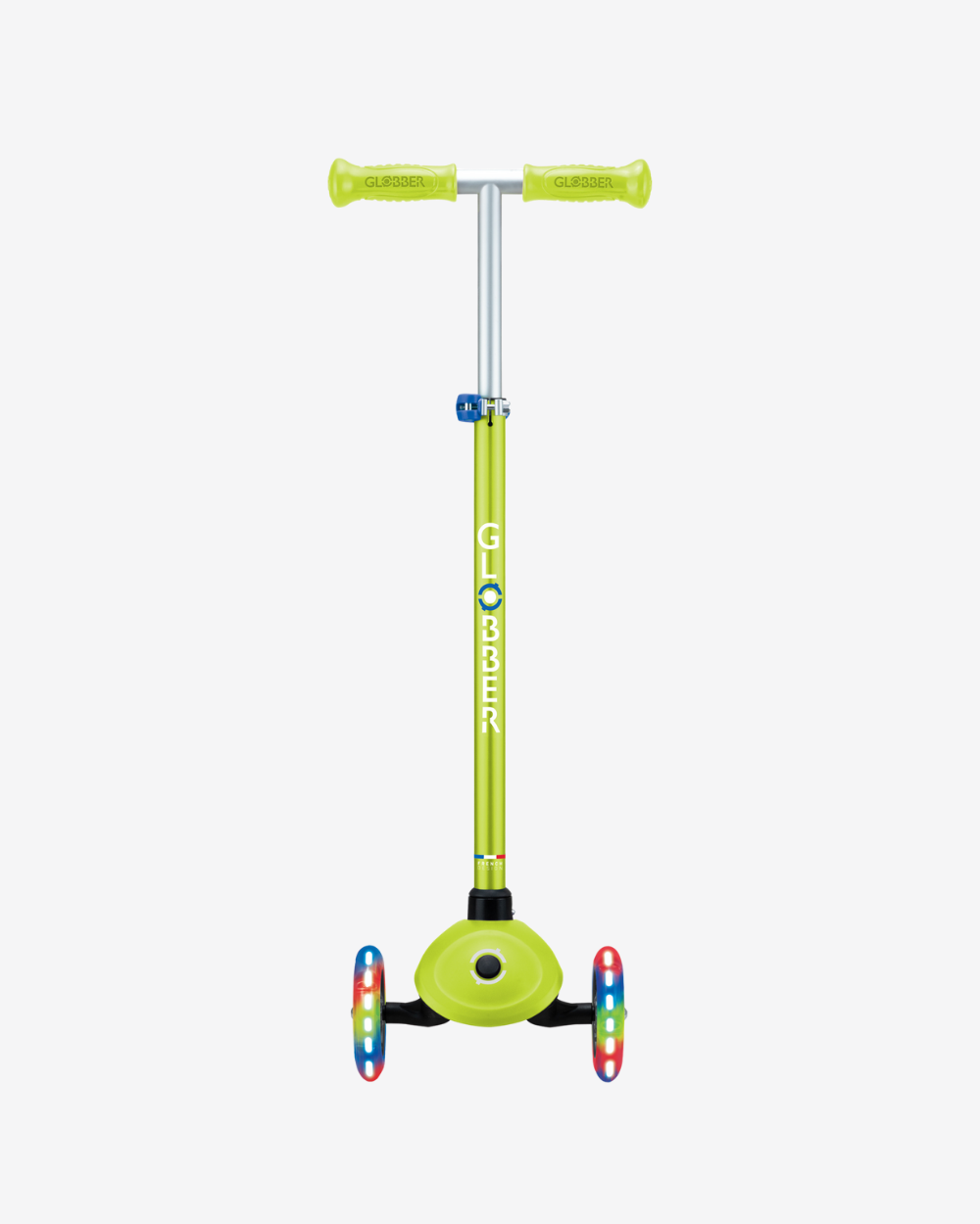 Globber Primo V2 3 Wheel Kids Scooter | Light Up Lime Green / Navy Blue