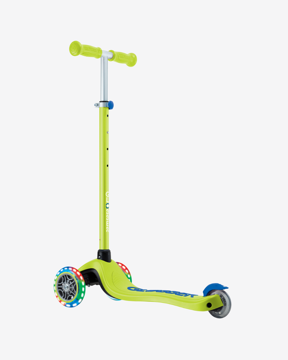 Globber Primo V2 3 Wheel Kids Scooter | Light Up Lime Green / Navy Blue