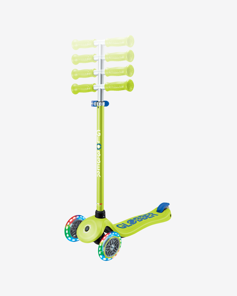 Globber Primo V2 3 Wheel Kids Scooter | Light Up Lime Green / Navy Blue