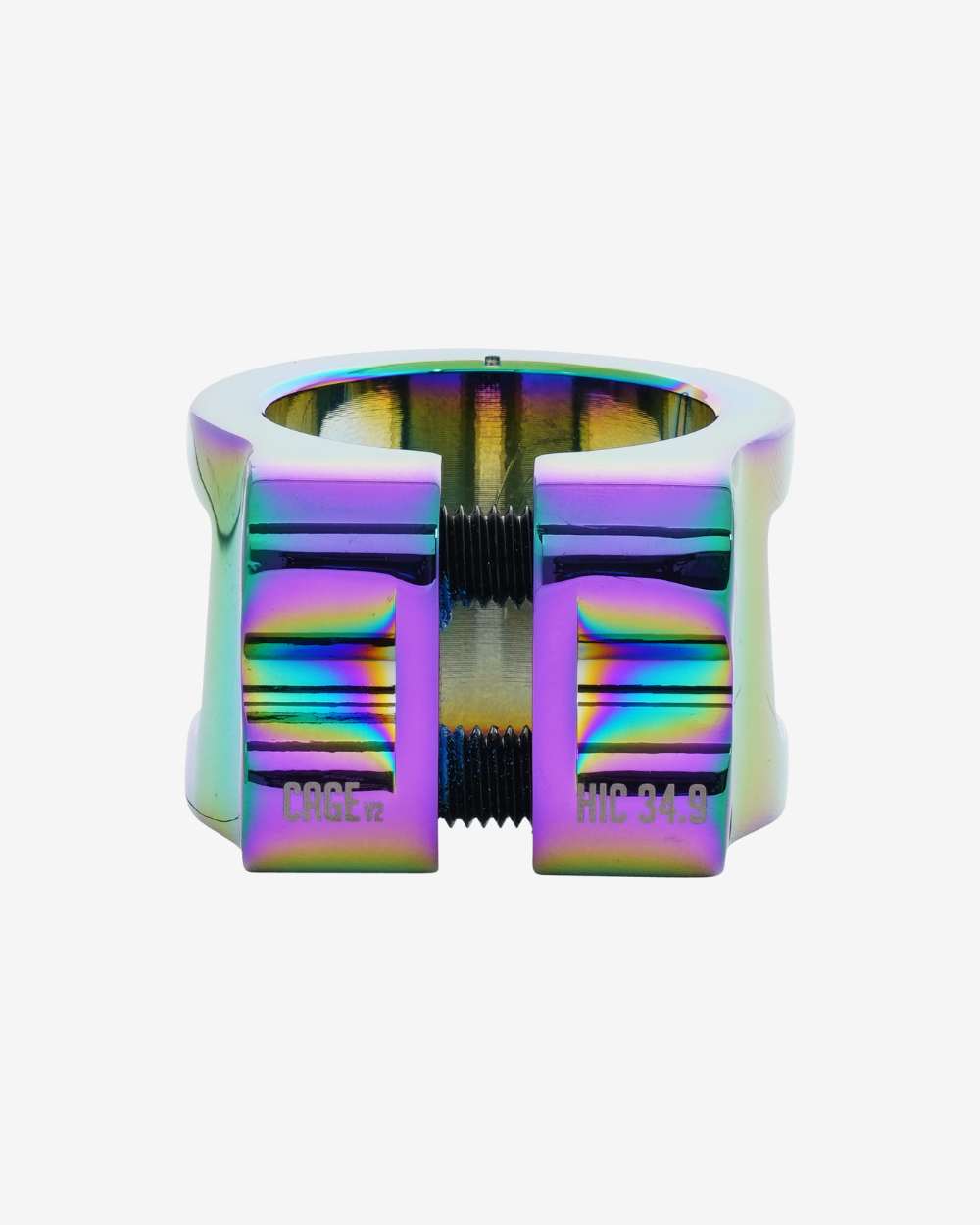Oath Components | Cage V2 Alloy 2 Bolt Clamp | Neo Chrome