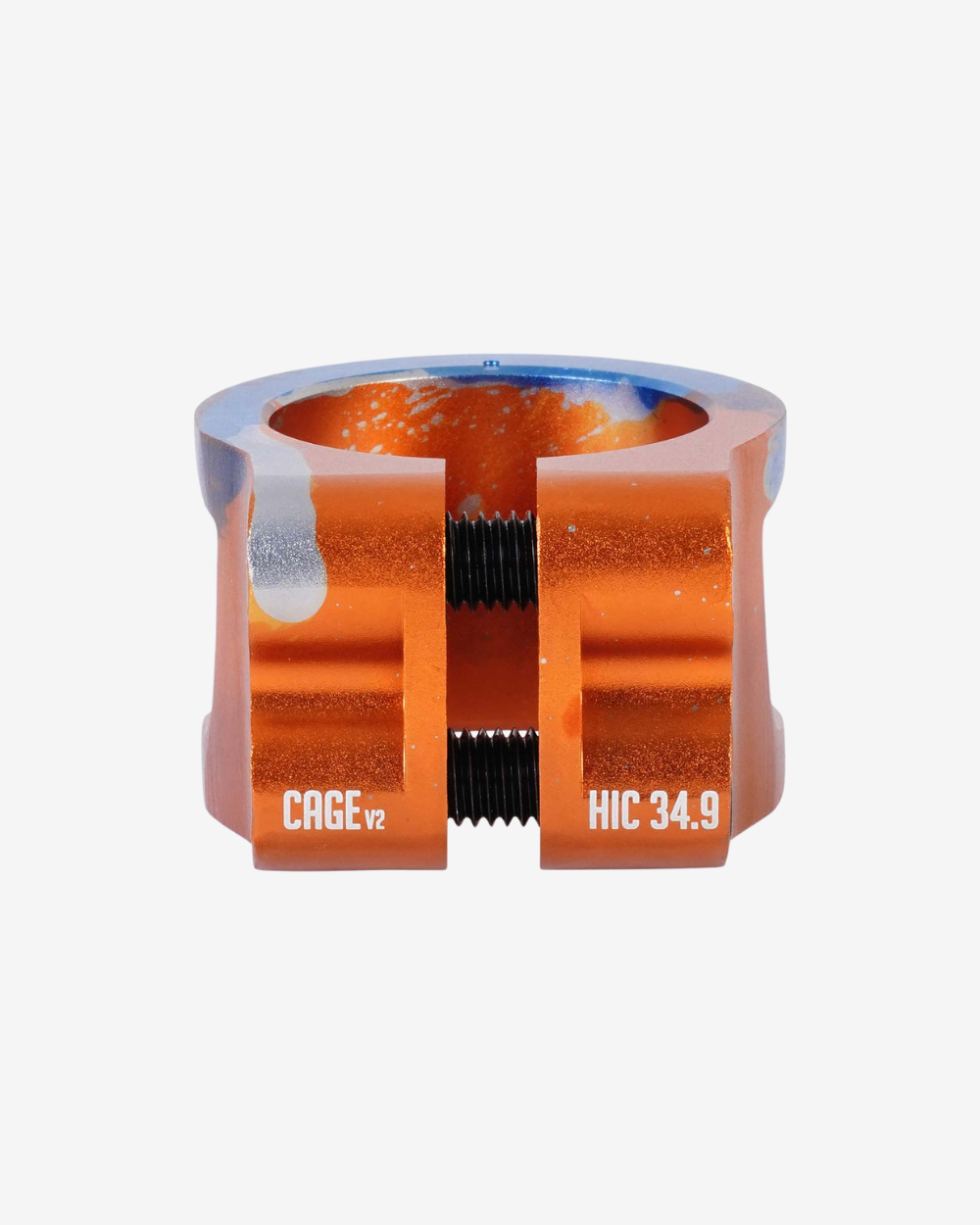 Oath Components | Cage V2 Alloy 2 Bolt Clamp | Orange/Blue/Titanium