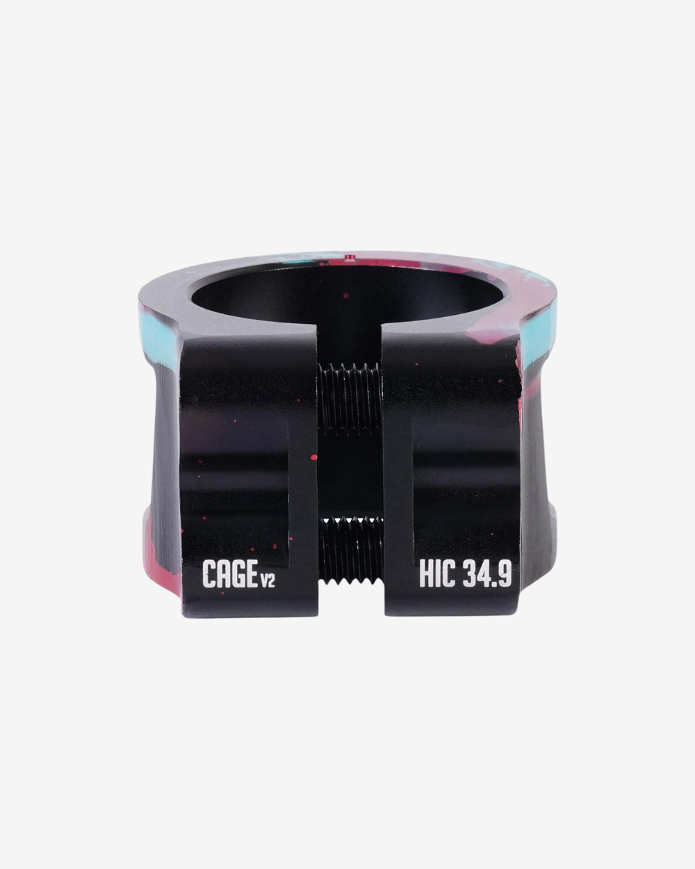 Oath Components | Cage V2 Alloy 2 Bolt Clamp | Black/Teal/Red