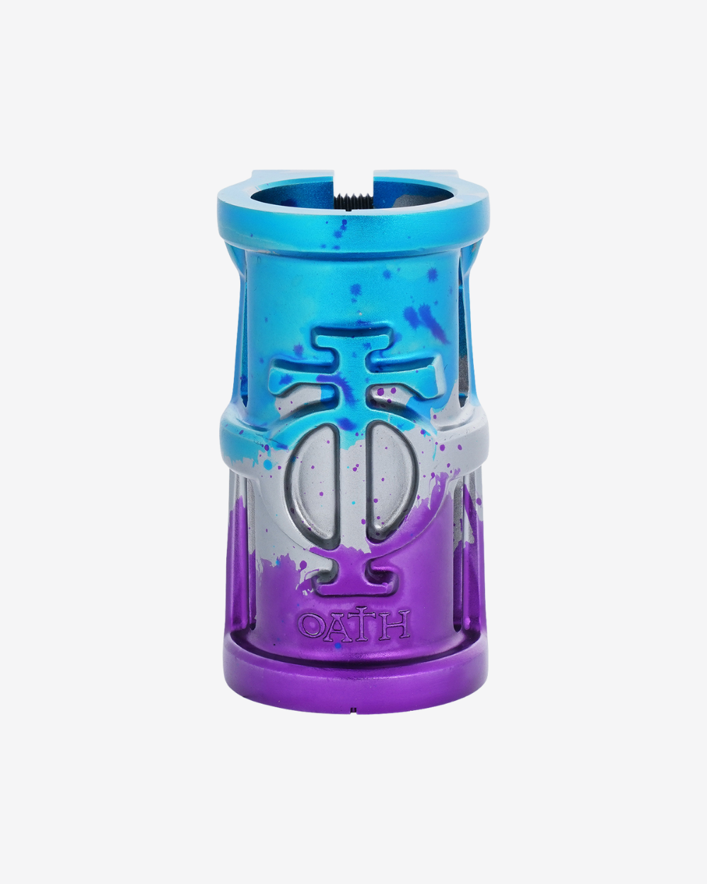 Oath Components | Cage V2 Alloy 4 Bolt SCS Clamp | Blue/Purple/Titanium