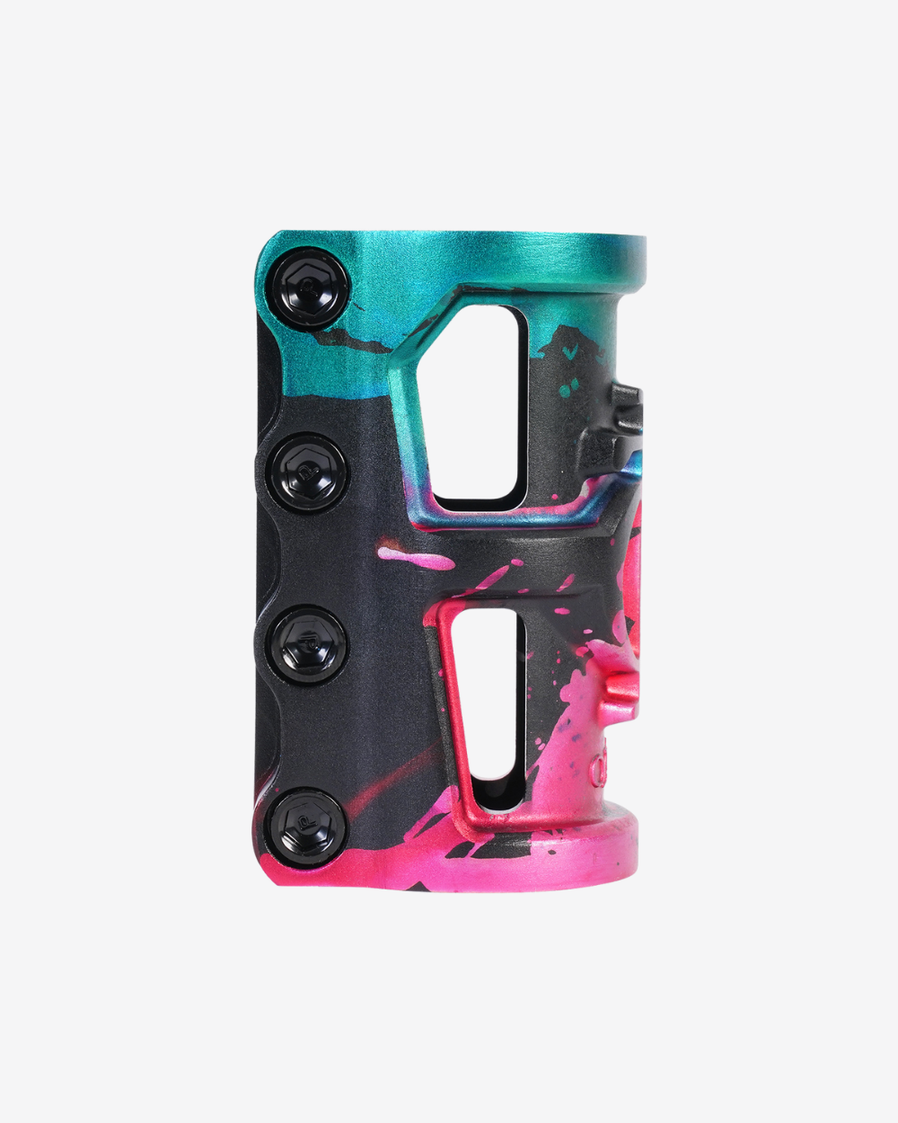 Oath Components | Cage V2 Alloy 4 Bolt SCS Clamp | Green/Pink/Black