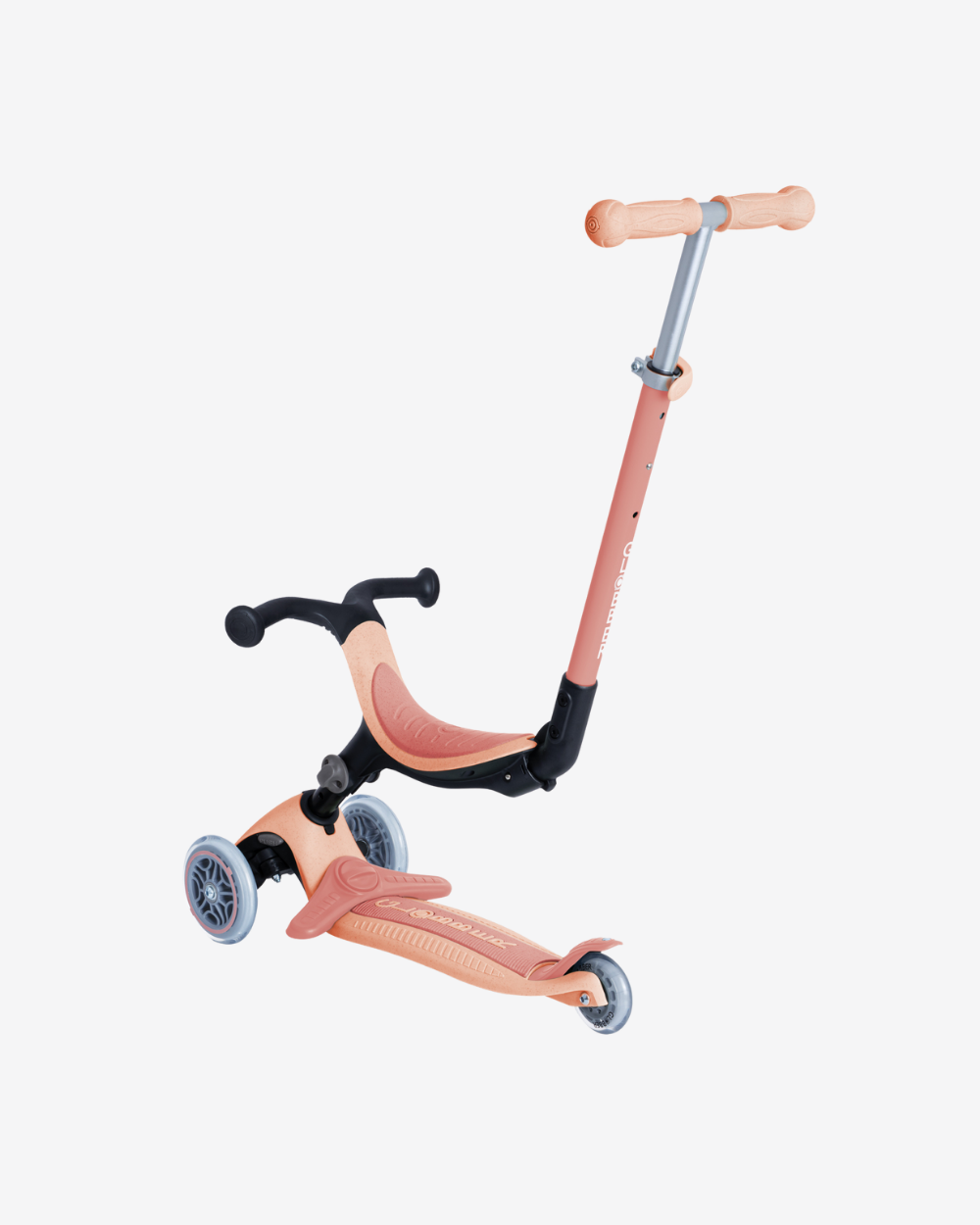 Globber Ecologic Primo Foldable Plus Convertible 3 Wheel Scooter | Peach