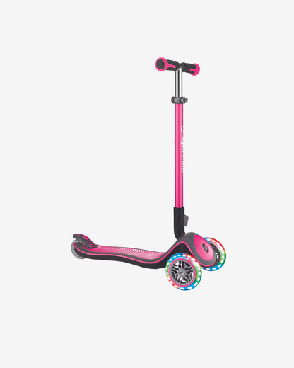 Globber Elite Deluxe 3 Wheel Kids Scooter w/Lights | Deep Pink
