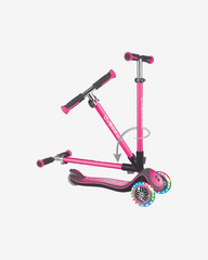 Globber Elite Deluxe 3 Wheel Kids Scooter w/Lights | Deep Pink