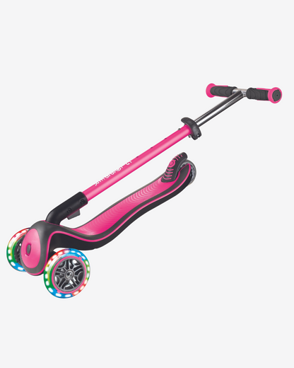 Globber Elite Deluxe 3 Wheel Kids Scooter w/Lights | Deep Pink