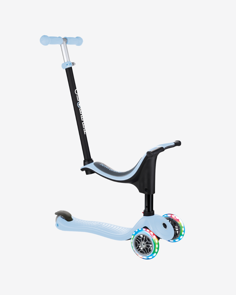 Globber Go Up Sporty 3 Wheel Kids Convertible Scooter | Light Up Pastel Blue