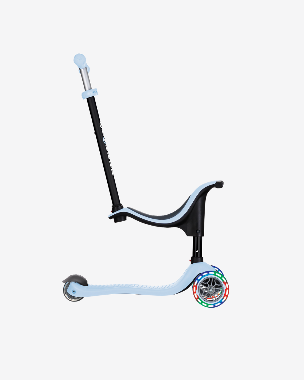 Globber Go Up Sporty 3 Wheel Kids Convertible Scooter | Light Up Pastel Blue