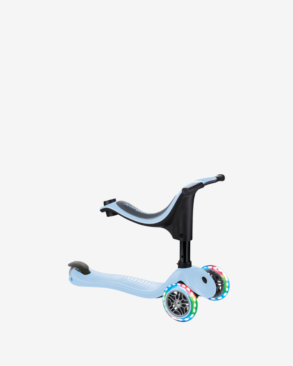 Globber Go Up Sporty 3 Wheel Kids Convertible Scooter | Light Up Pastel Blue