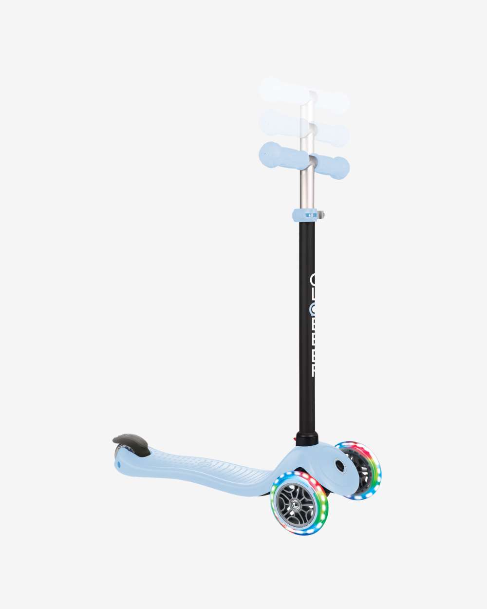 Globber Go Up Sporty 3 Wheel Kids Convertible Scooter | Light Up Pastel Blue