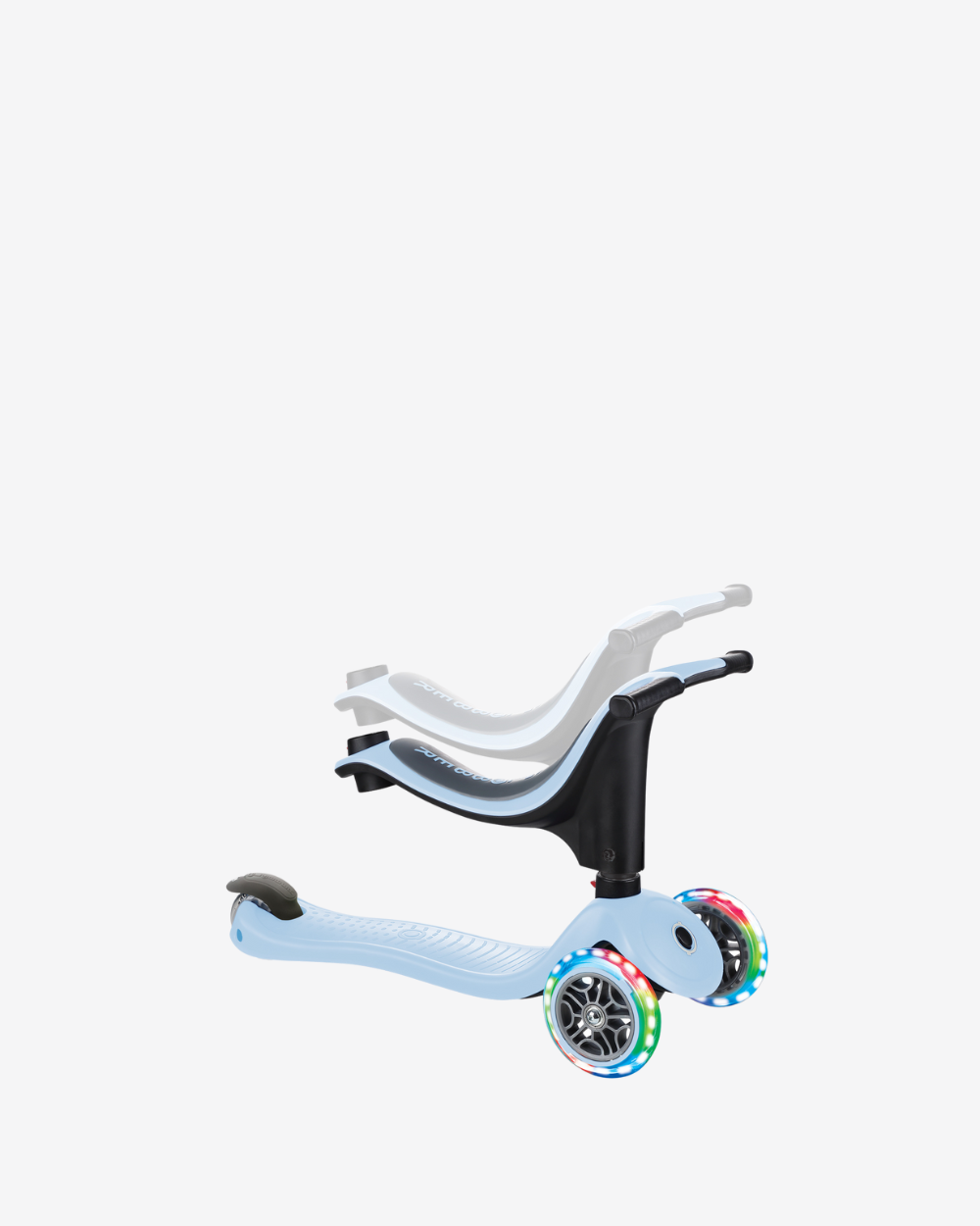 Globber Go Up Sporty 3 Wheel Kids Convertible Scooter | Light Up Pastel Blue