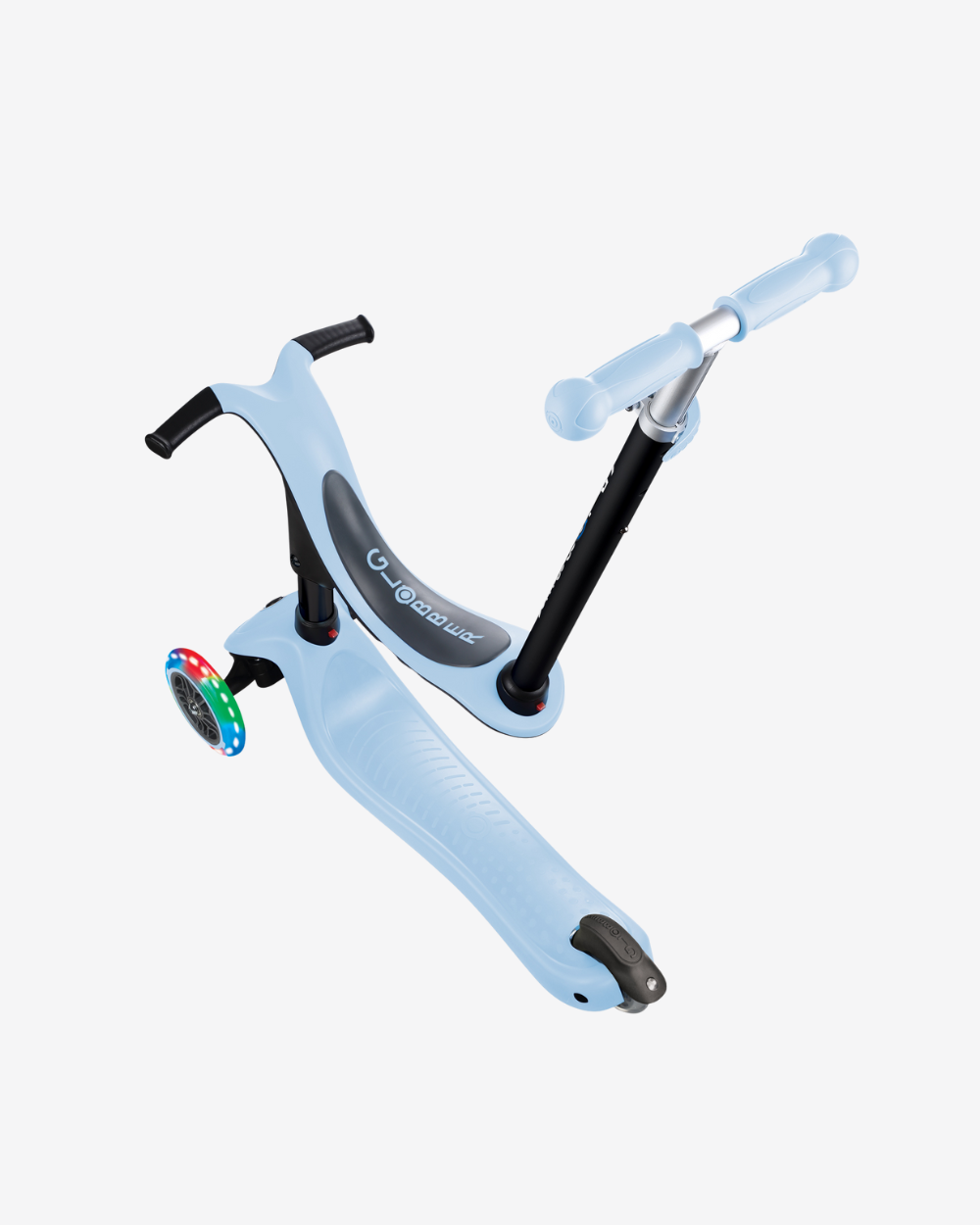 Globber Go Up Sporty 3 Wheel Kids Convertible Scooter | Light Up Pastel Blue
