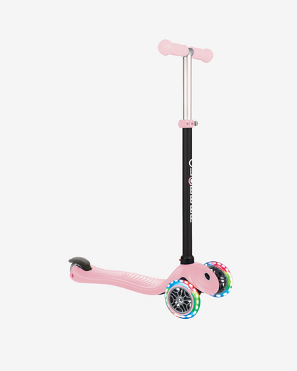 Globber Go Up Sporty 3 Wheel Kids Convertible Scooter | Light Up Pastel Pink