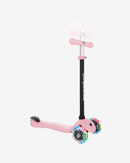 Globber Go Up Sporty 3 Wheel Kids Convertible Scooter | Light Up Pastel Pink
