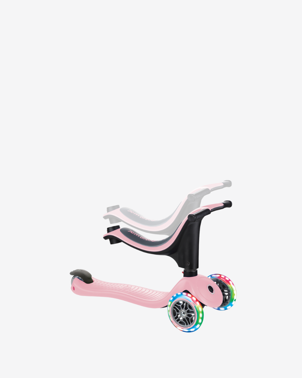 Globber Go Up Sporty 3 Wheel Kids Convertible Scooter | Light Up Pastel Pink