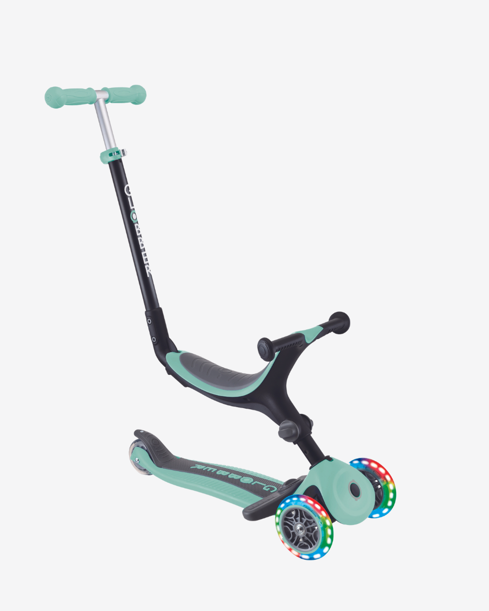 Globber GO UP Fold Plus Convertible Scooter with Light up Wheels  | Mint