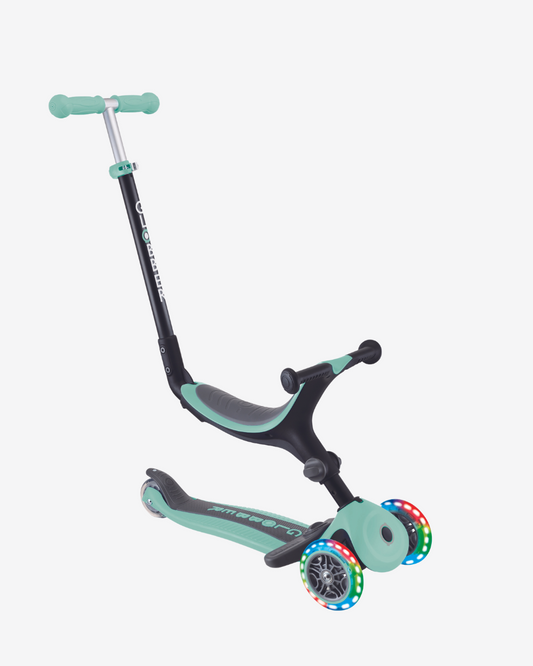 Globber GO UP Deluxe Convertible Scooter with Light up Wheels | Mint