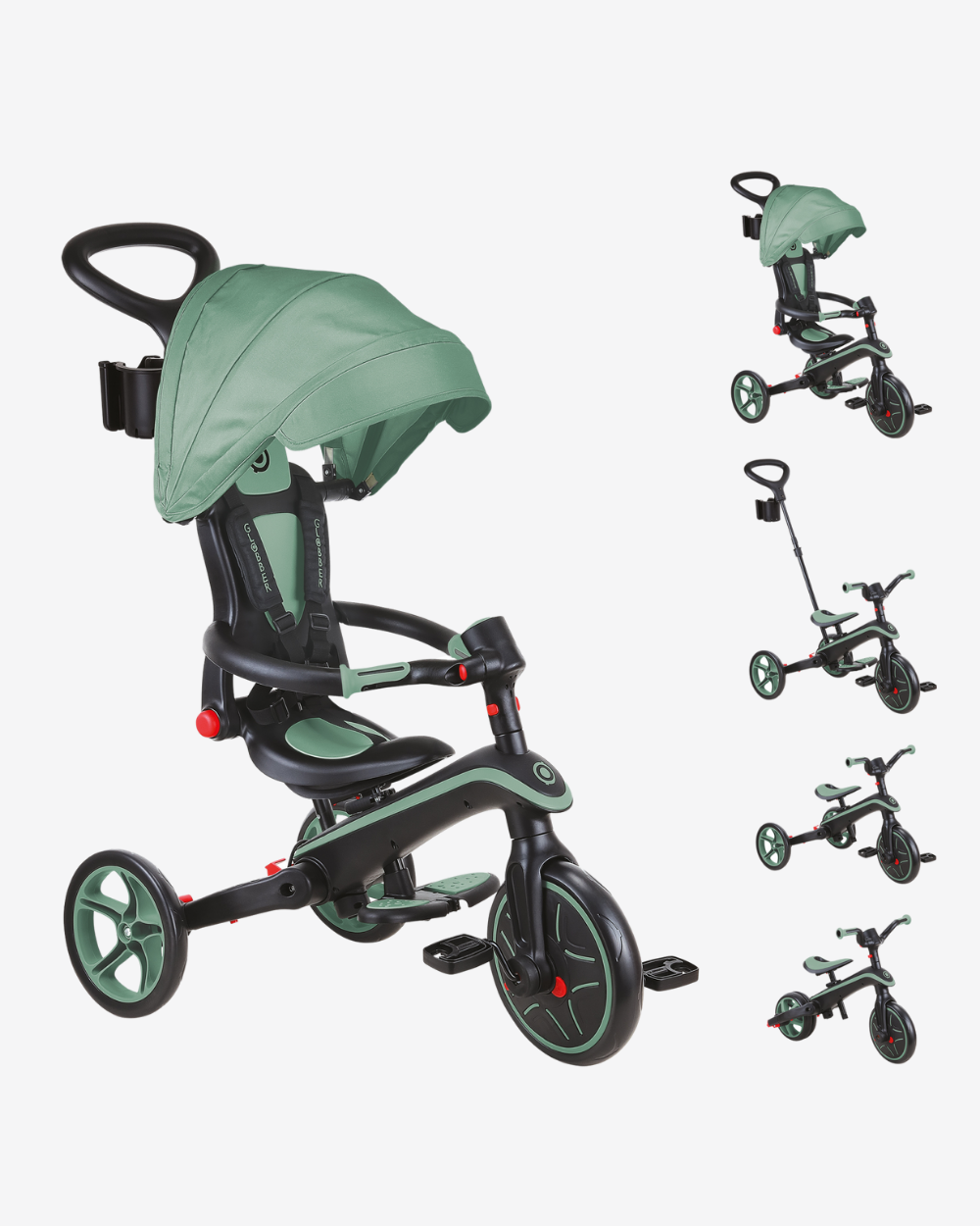 Globber Explorer Trike 4 in 1 Foldable | Olive