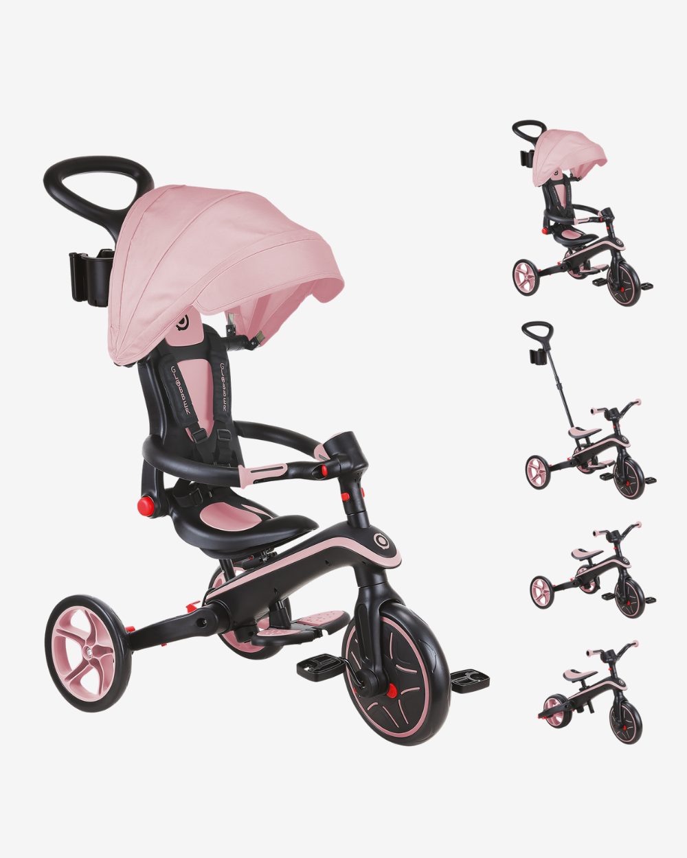 Globber Explorer Trike 4 in 1 Foldable | Deep Pastel Pink