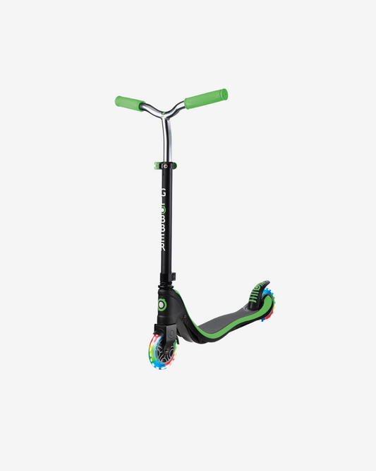 Globber Flow 125 Scooter With Lights | Black /Neon Green