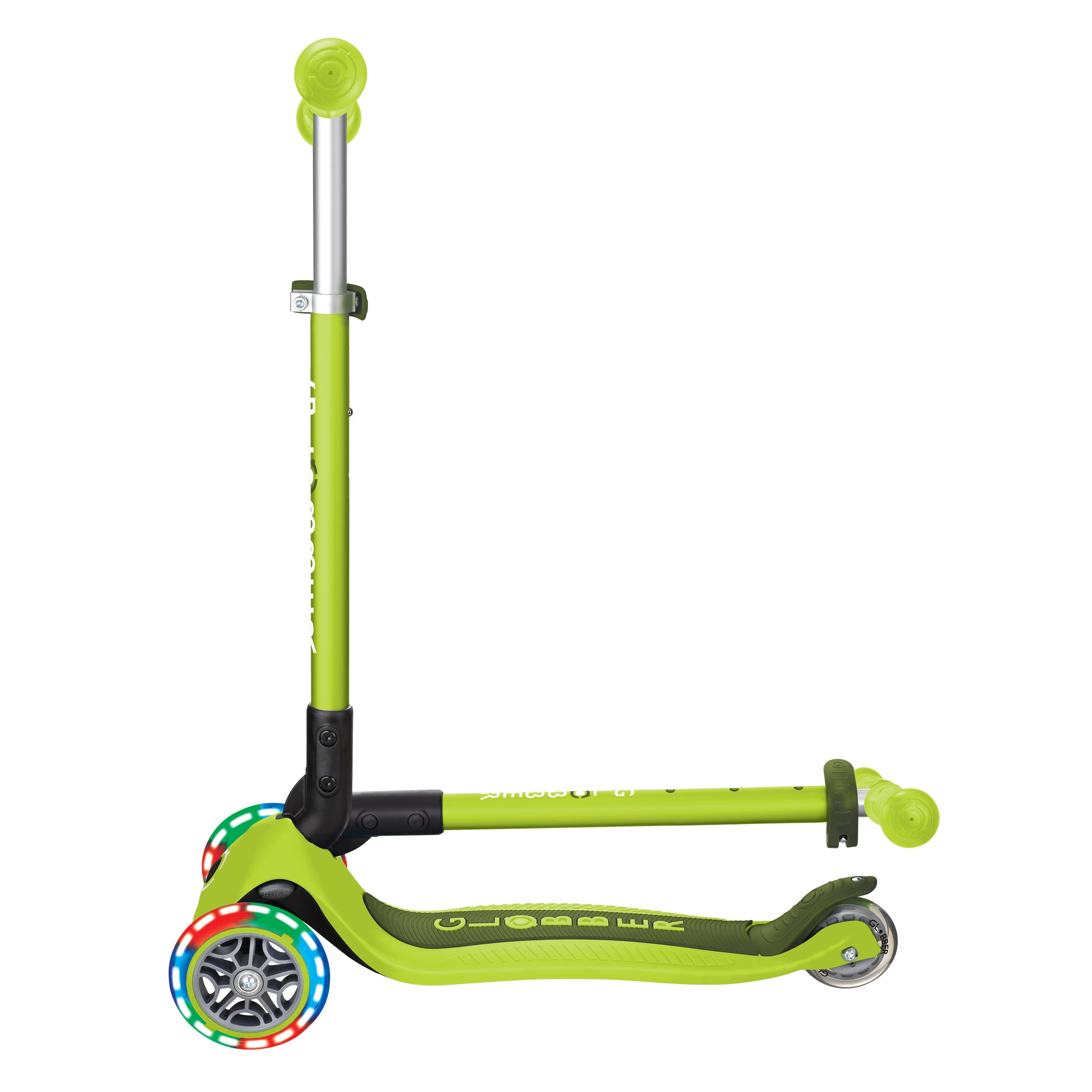 Globber Primo 3 Wheel Kids Scooter Foldable | Light Up Lime Green