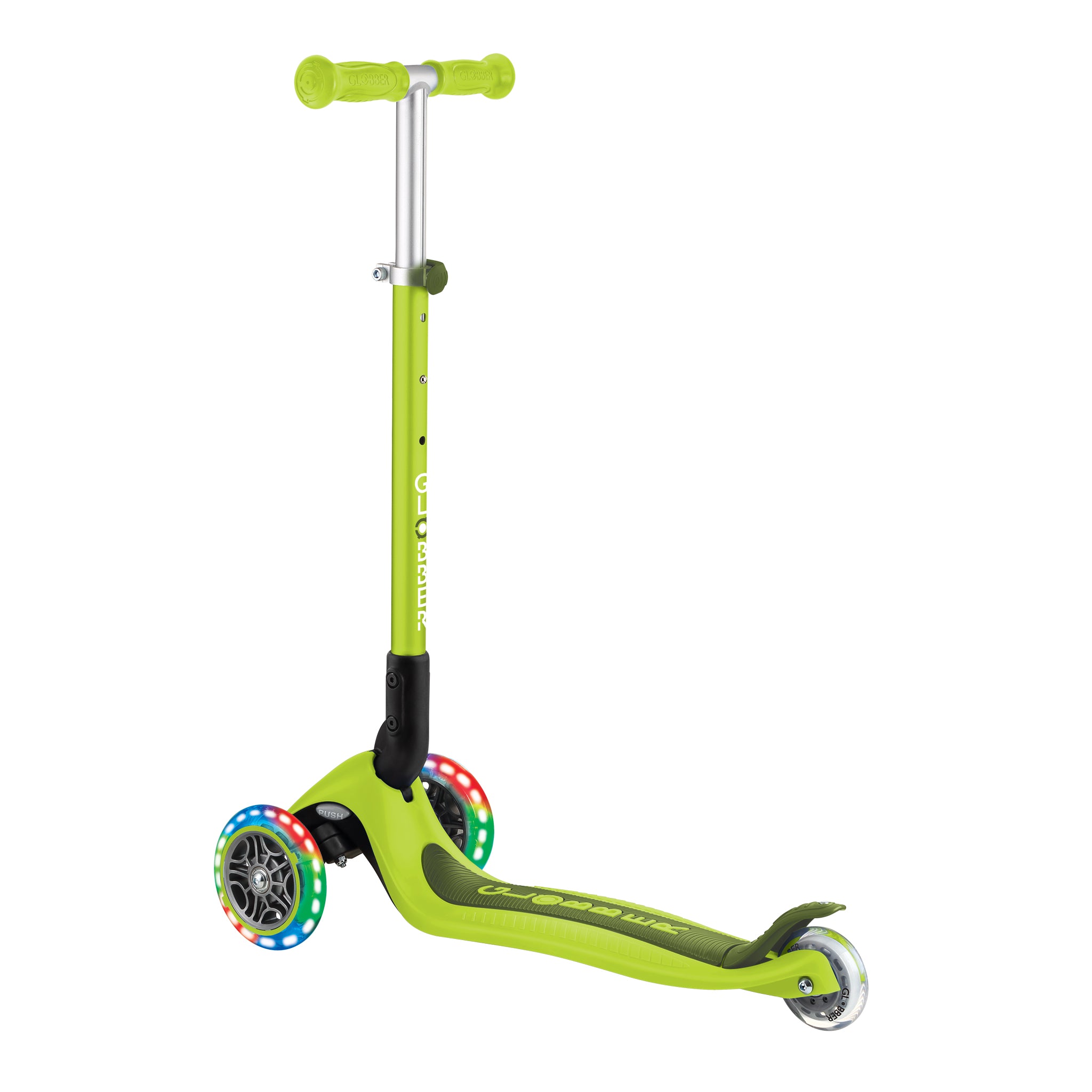 Globber Primo 3 Wheel Kids Scooter Foldable | Light Up Lime Green