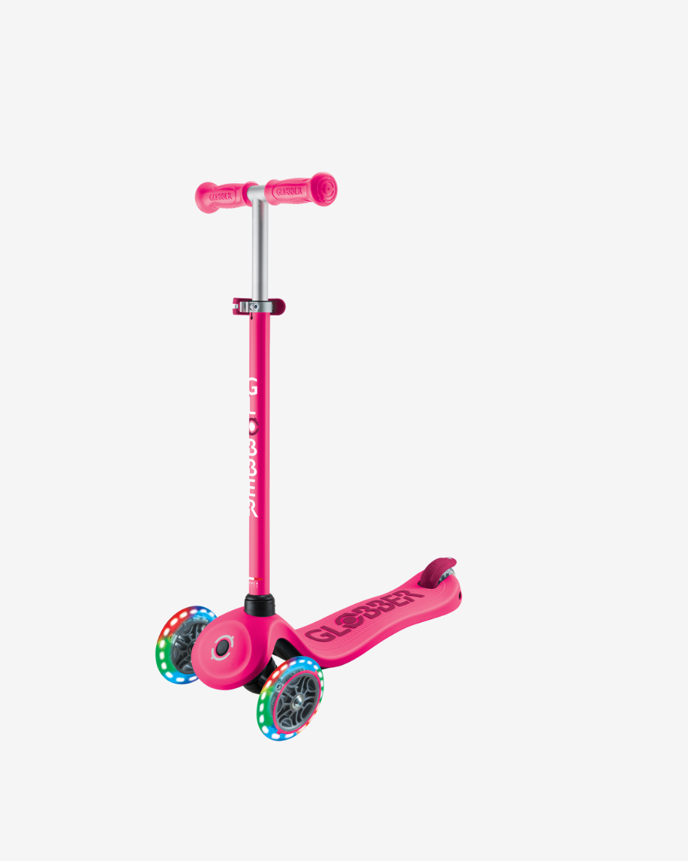 Globber Go Up Sporty V2 3 Wheel Kids Convertible Scooter | Light Up Fuchsia /  Dark Pink