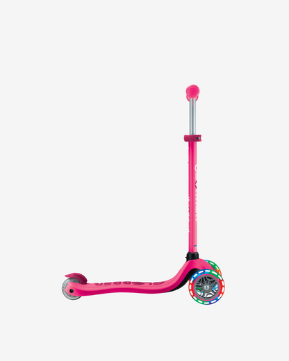 Globber Go Up Sporty V2 3 Wheel Kids Convertible Scooter | Light Up Fuchsia /  Dark Pink