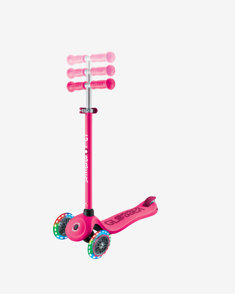 Globber Go Up Sporty V2 3 Wheel Kids Convertible Scooter | Light Up Fuchsia /  Dark Pink
