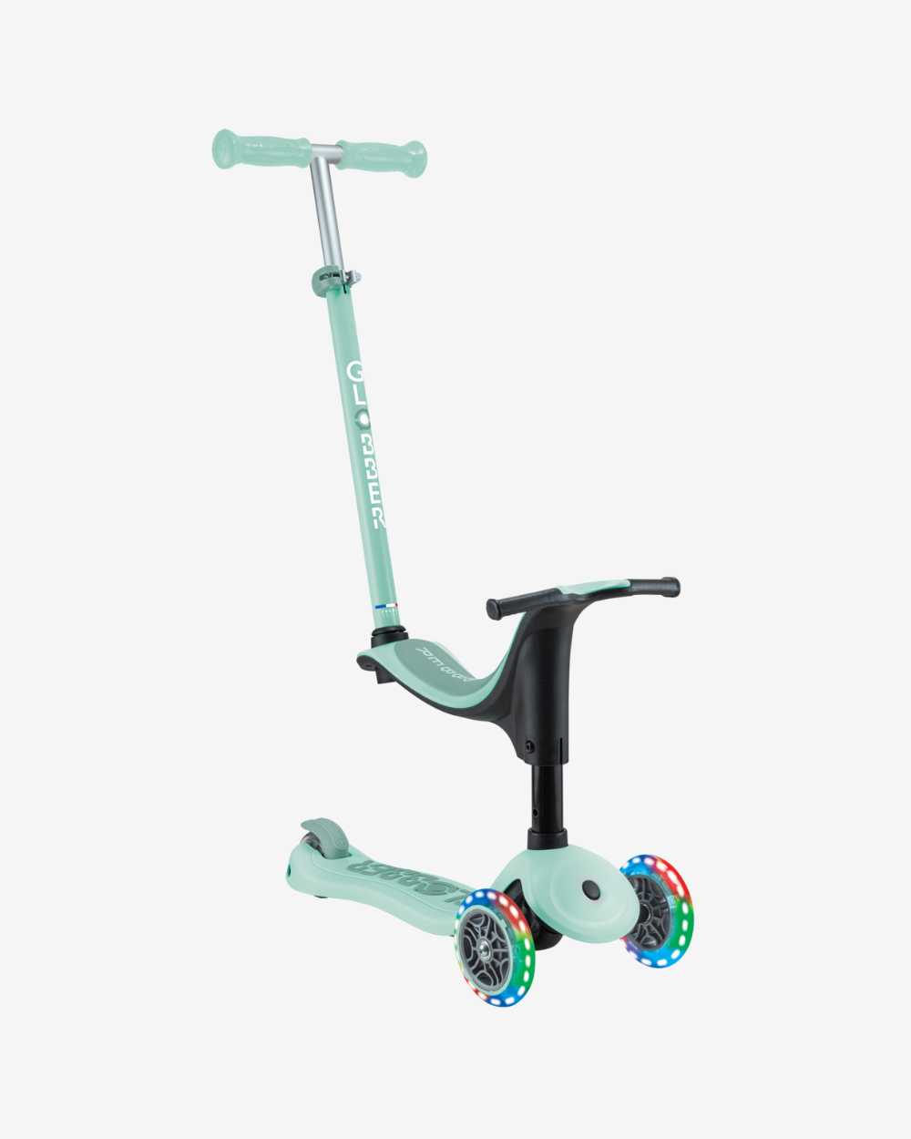 Globber Go Up Sporty V2 3 Wheel Kids Convertible Scooter | Light Up Mint /  Pistachio