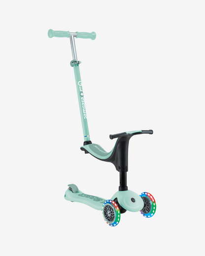 Globber Go Up Sporty V2 3 Wheel Kids Convertible Scooter | Light Up Mint /  Pistachio