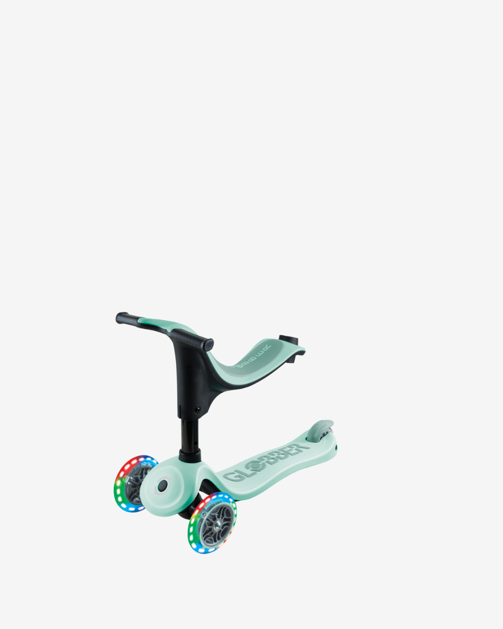 Globber Go Up Sporty V2 3 Wheel Kids Convertible Scooter | Light Up Mint /  Pistachio