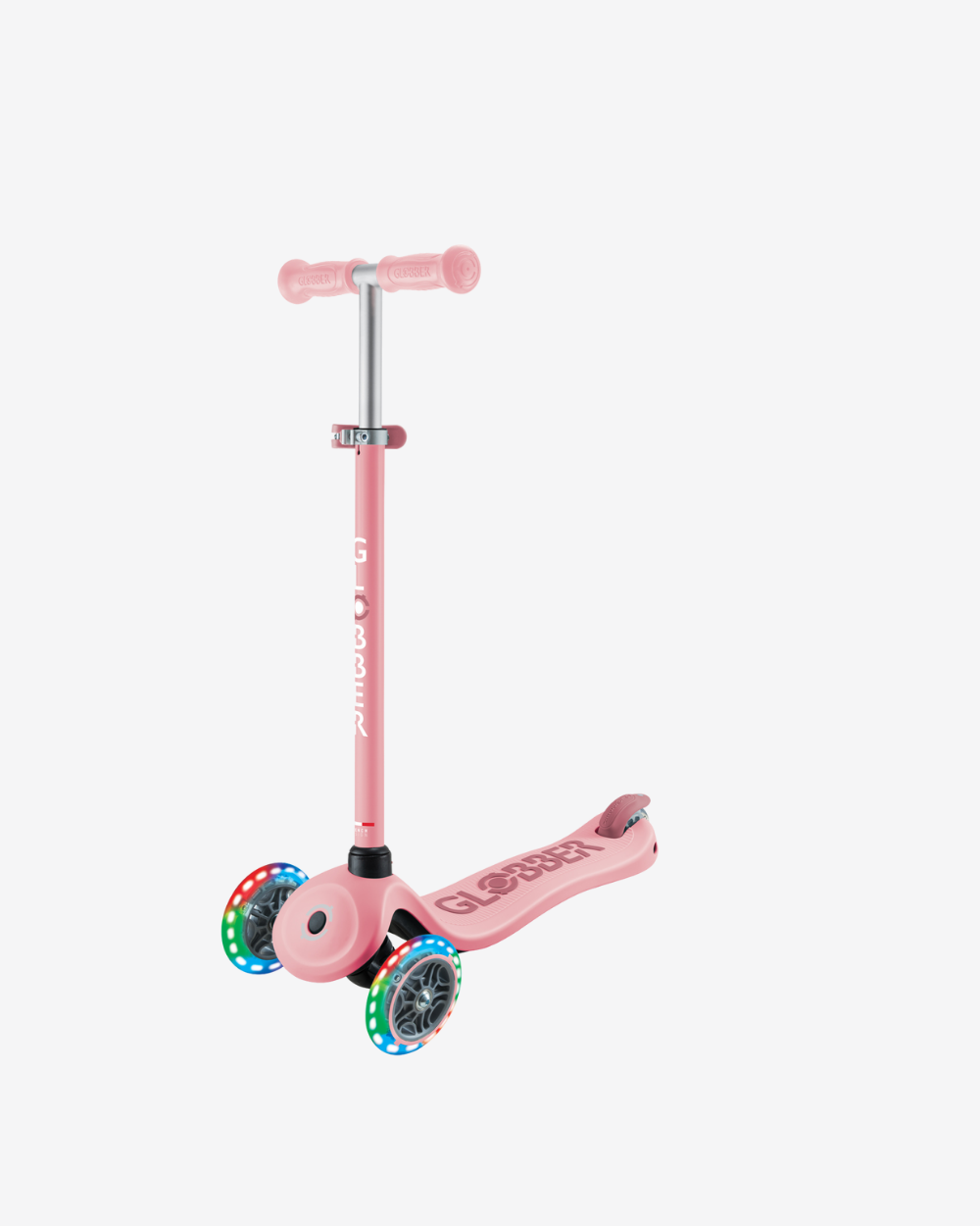 Globber Go Up Sporty V2 3 Wheel Kids Convertible Scooter | Light Up Pastel Pink / Deep Pink